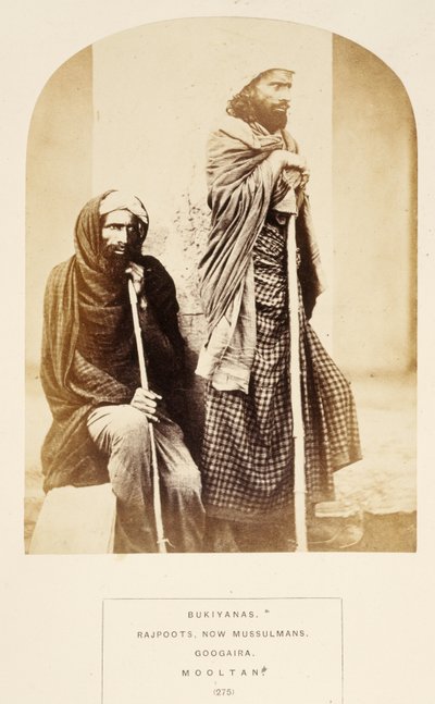 Bukiyanas, Rajpoots, now Mussulmans, Googaira, Mooltan, from The People of India, by J. Forbes Watson, published 1868 by English Photographer
